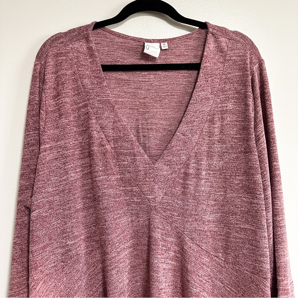 JMS Just My Size Bell Sleeve Lightweight Deep V-Neck Top Size 5X